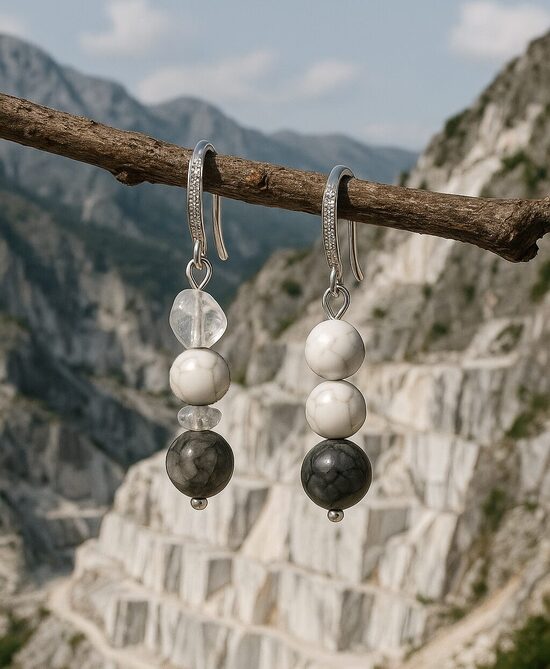 Dabīgo pērļu auskari "Itālijas Marmora Kalnu Aura"